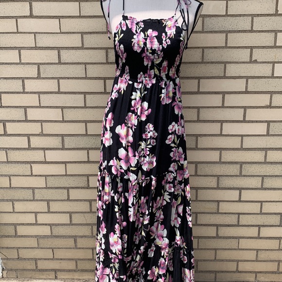Free People Black Garden Party Floral Maxi Dress NWOT - Picture 8 of 15
